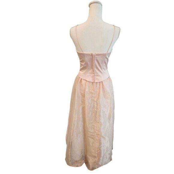 Vintage 80s Roberta Pink Champagne Beaded Formal Prom Sleeveless Dress Gown S - Picture 4 of 10